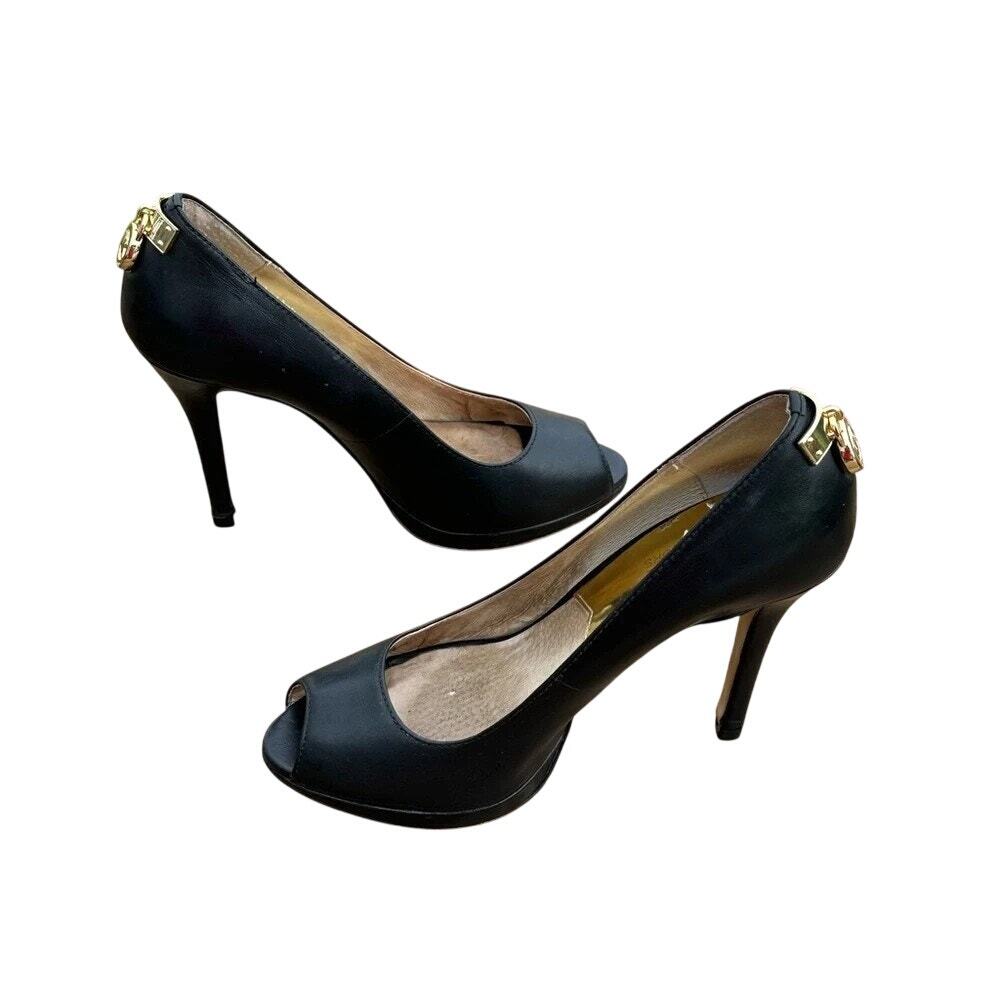 Michael Kors Hamilton Black Peep Toe Heels